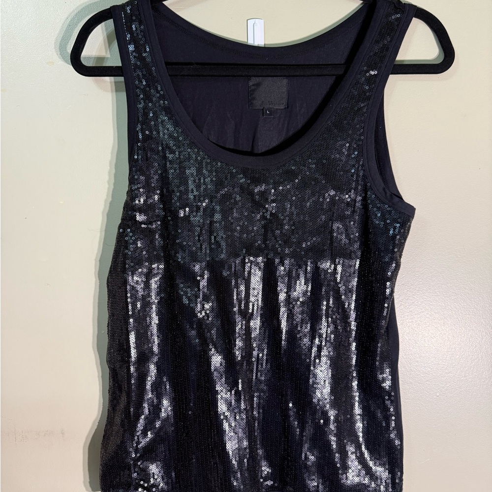 InWear Women's Black Sequin Scoop Neck Tank Top